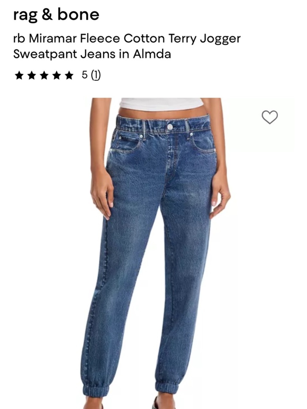 Rag and Bone Miramar Jean XS